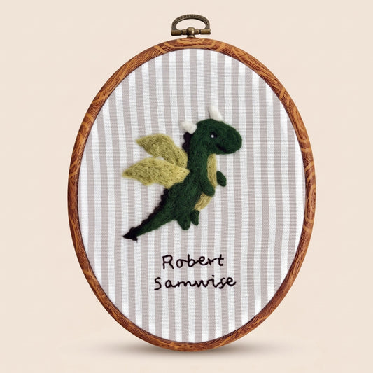 Custom Felted Flying Dragon Art