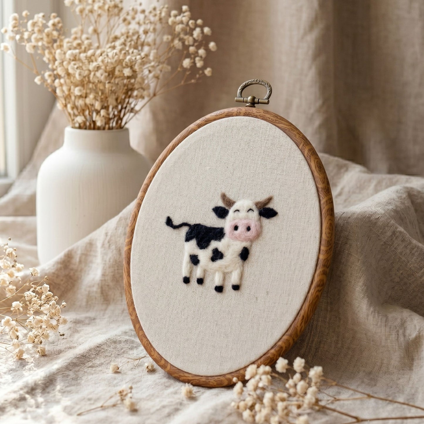 Custom Felted Cow