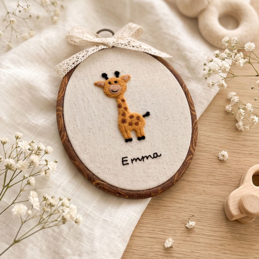 Custom Felted Gentle Giraffe Art