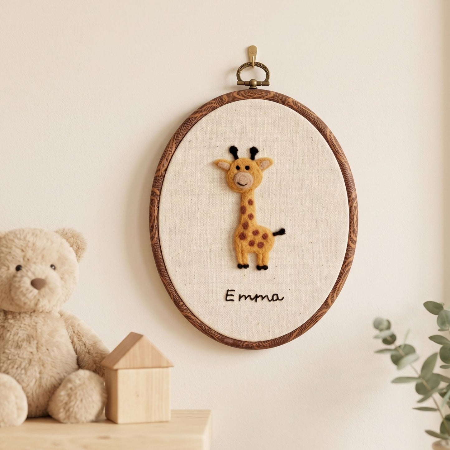Custom Felted Gentle Giraffe Art