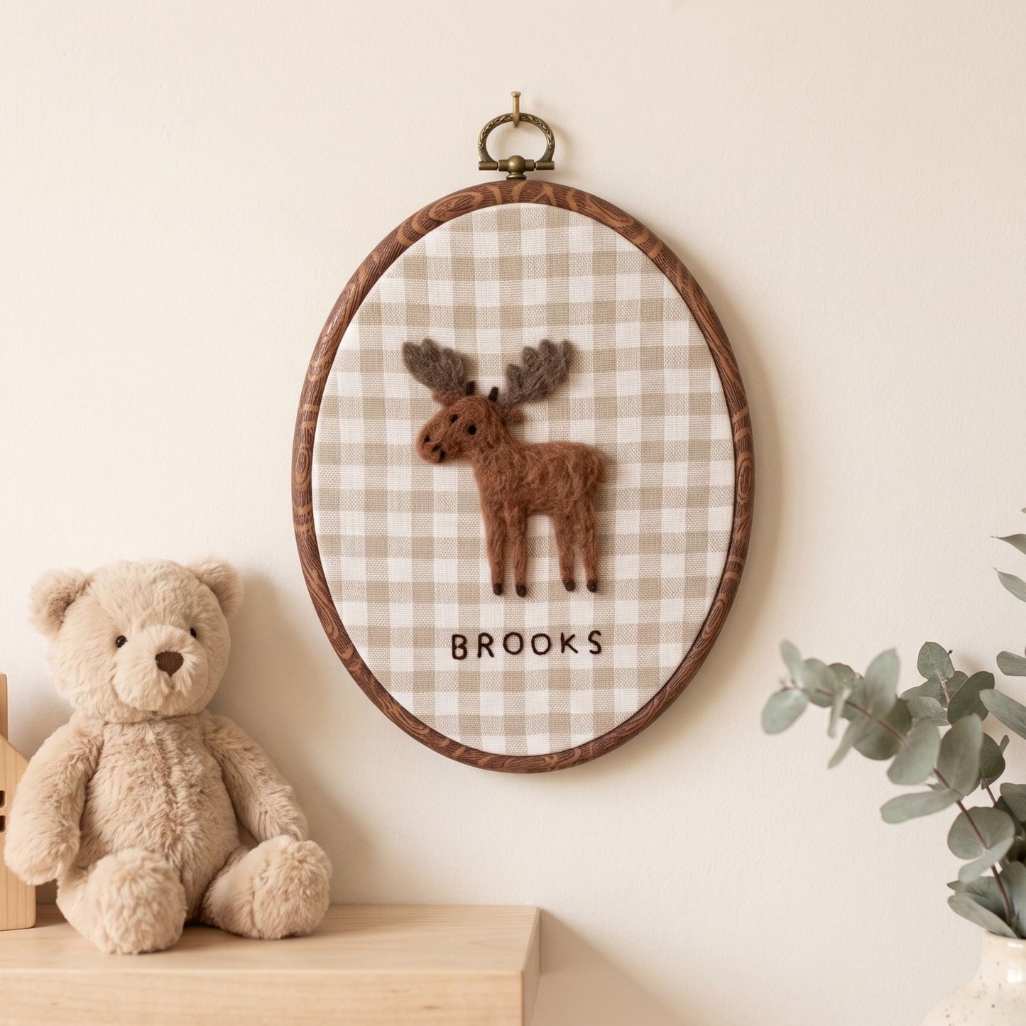Custom Felted Gentle Moose Art