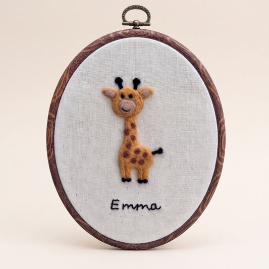 Custom Felted Gentle Giraffe Art