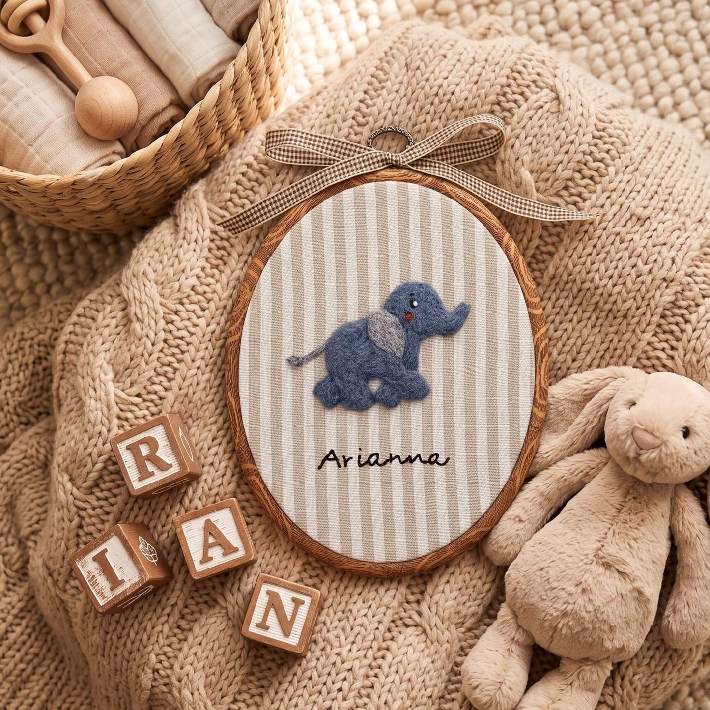 Felted Elephant with Custom Name