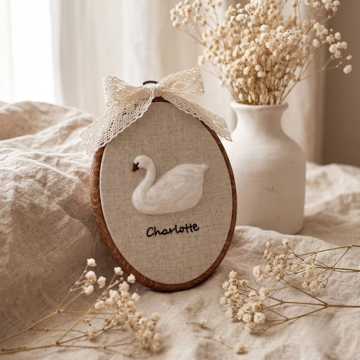Felted Swan with Custom Name