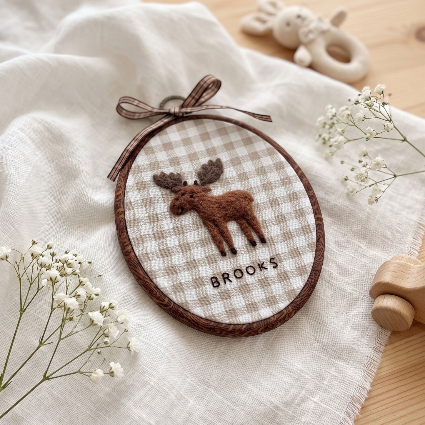 Custom Felted Gentle Moose Art